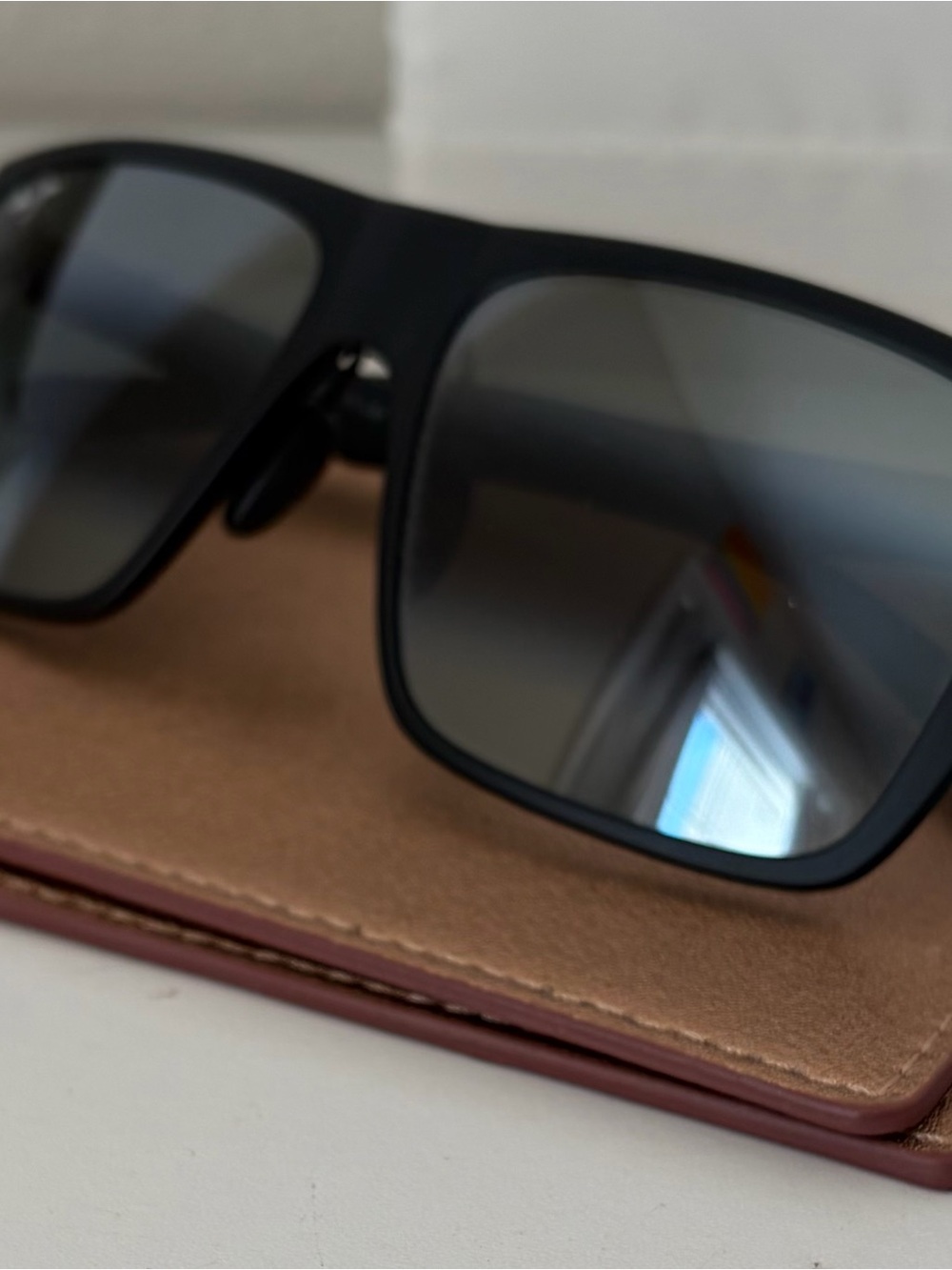Maui Jim Matte Black Square Sunglasses with Gray Lenses
